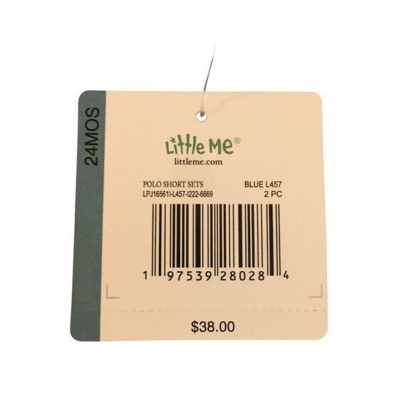 Little Me Polo Short Set Size 24 Months Navy Blue 2 Piece Set - Picture 3 of 4